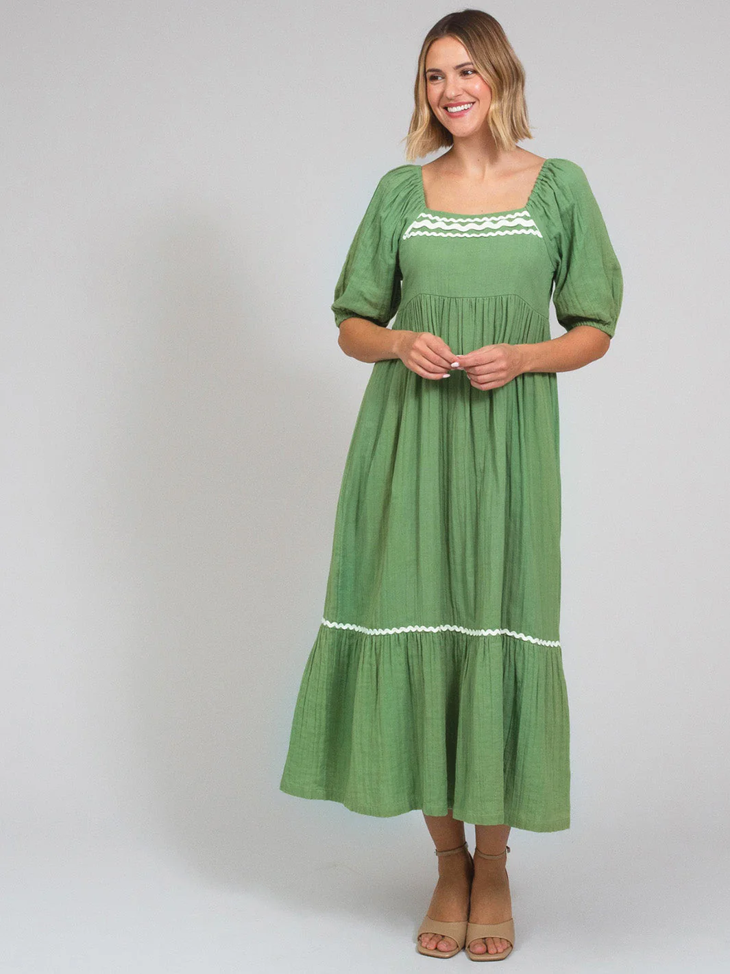 Cattistock Musselin Mit Wellenband Kleid Efeu