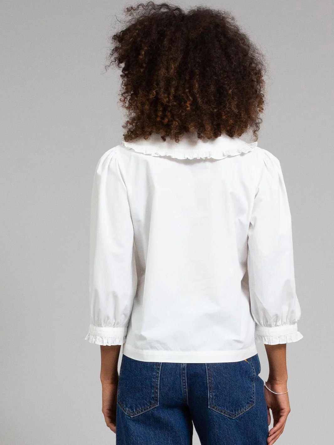 Crendell Bestickter Kragen Popelin Bluse - Image 5