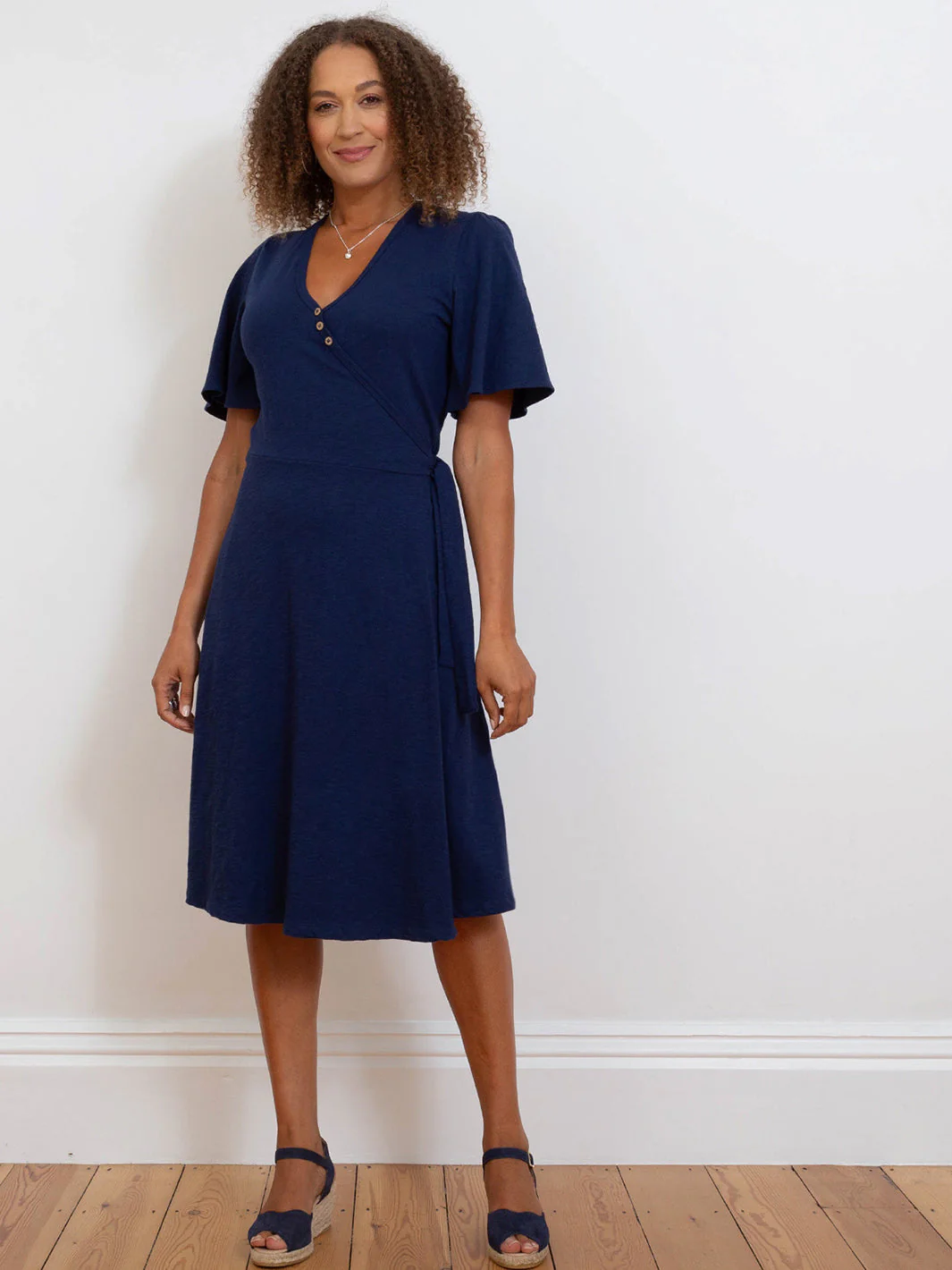 Highcliffe Ausbrenner Jersey Wickelkleid Midnight