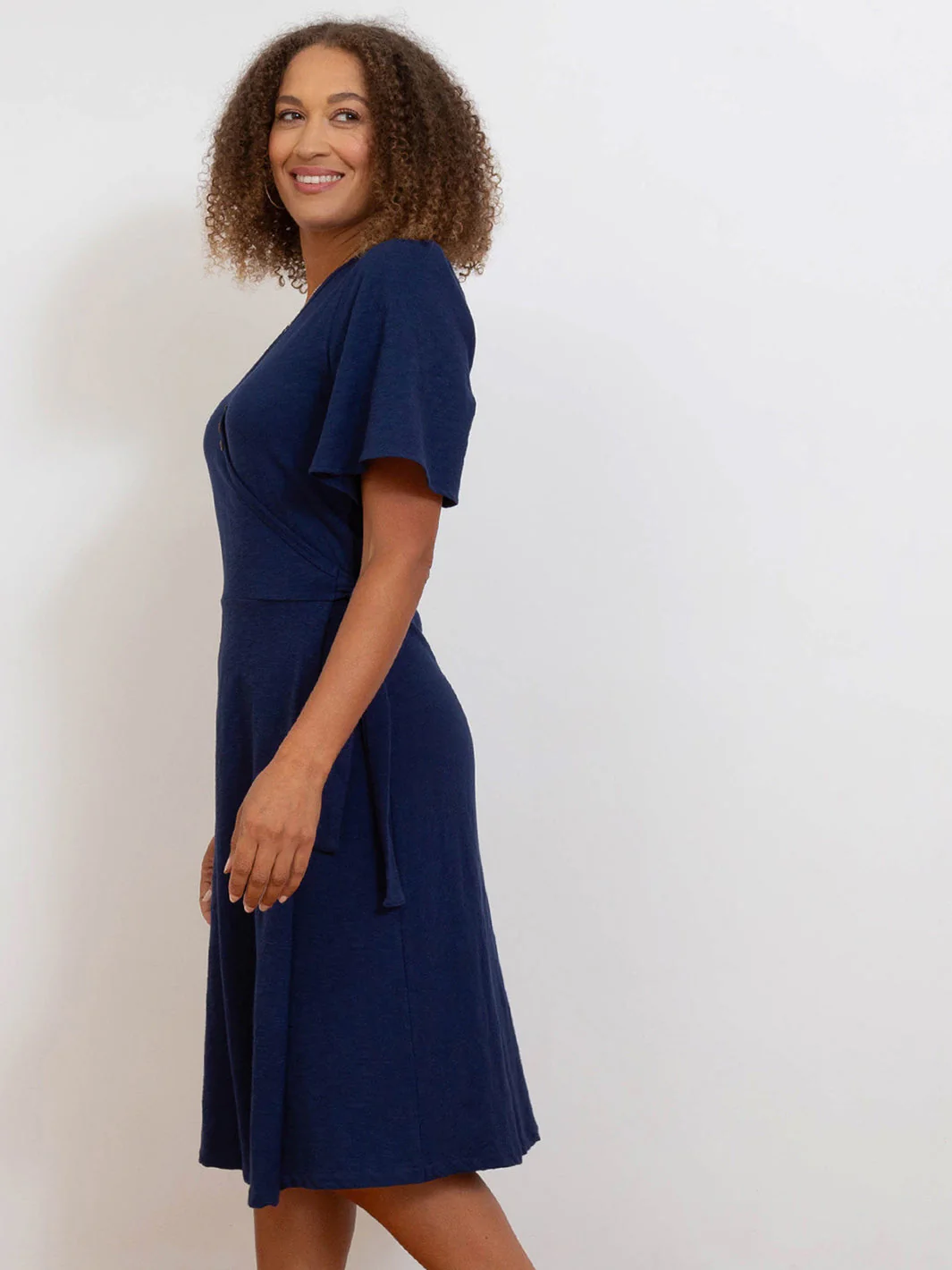 Highcliffe Ausbrenner Jersey Wickelkleid Midnight - Image 4