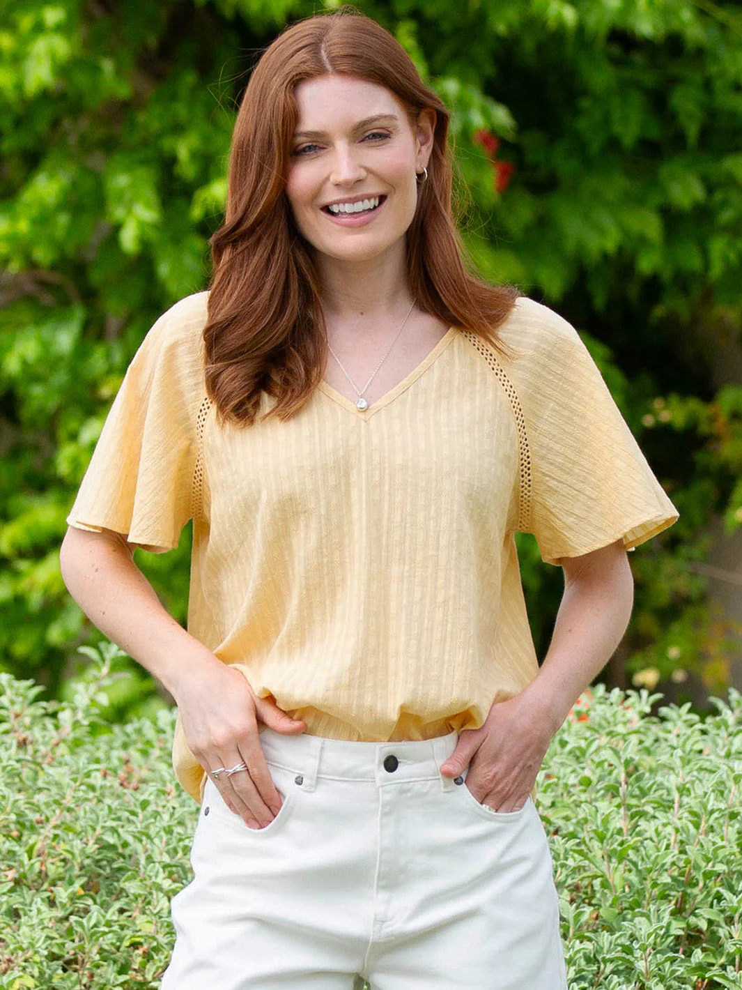 Laymore Jacquard Streifen Bluse Sand