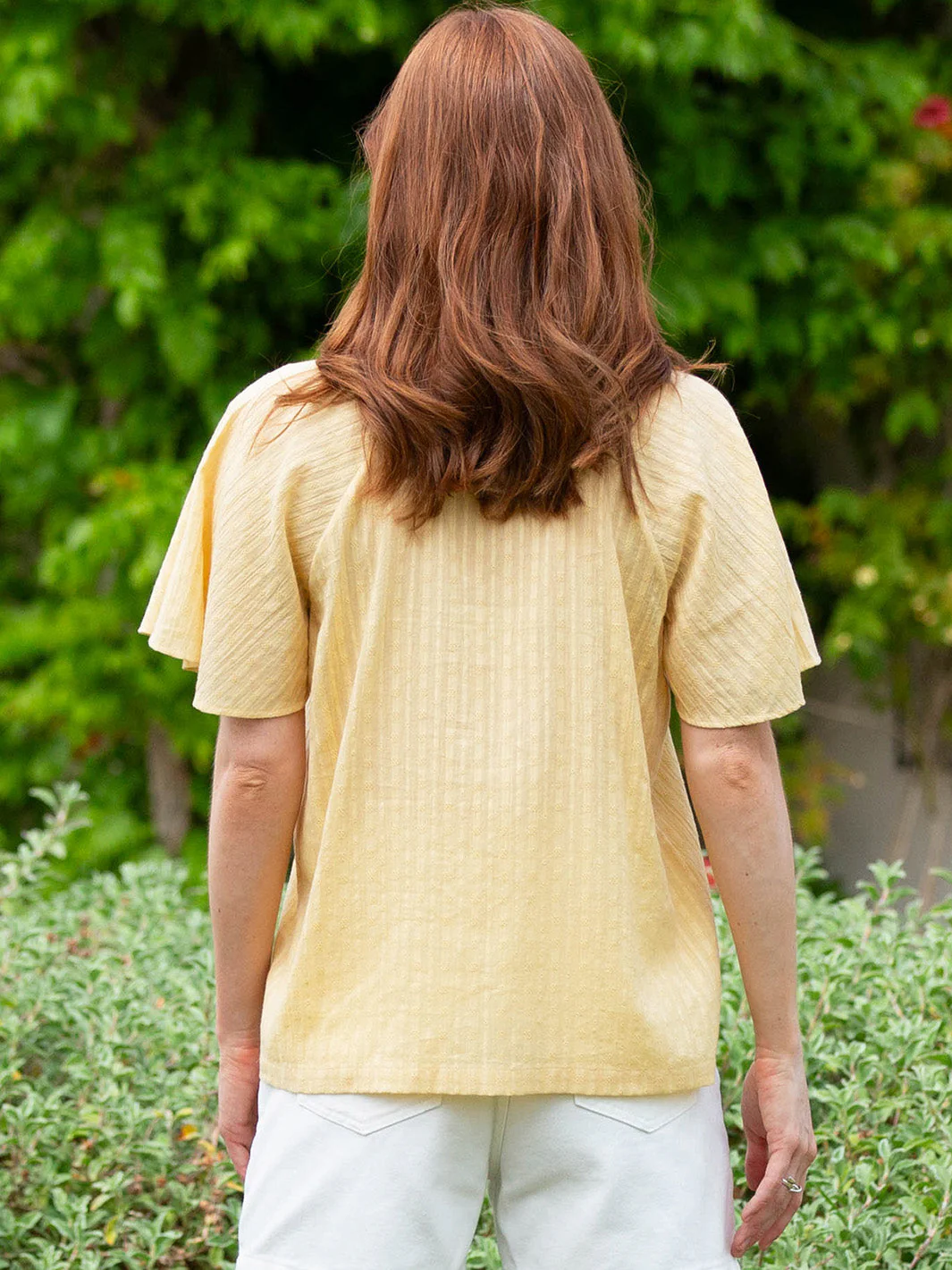 Laymore Jacquard Streifen Bluse Sand - Image 4