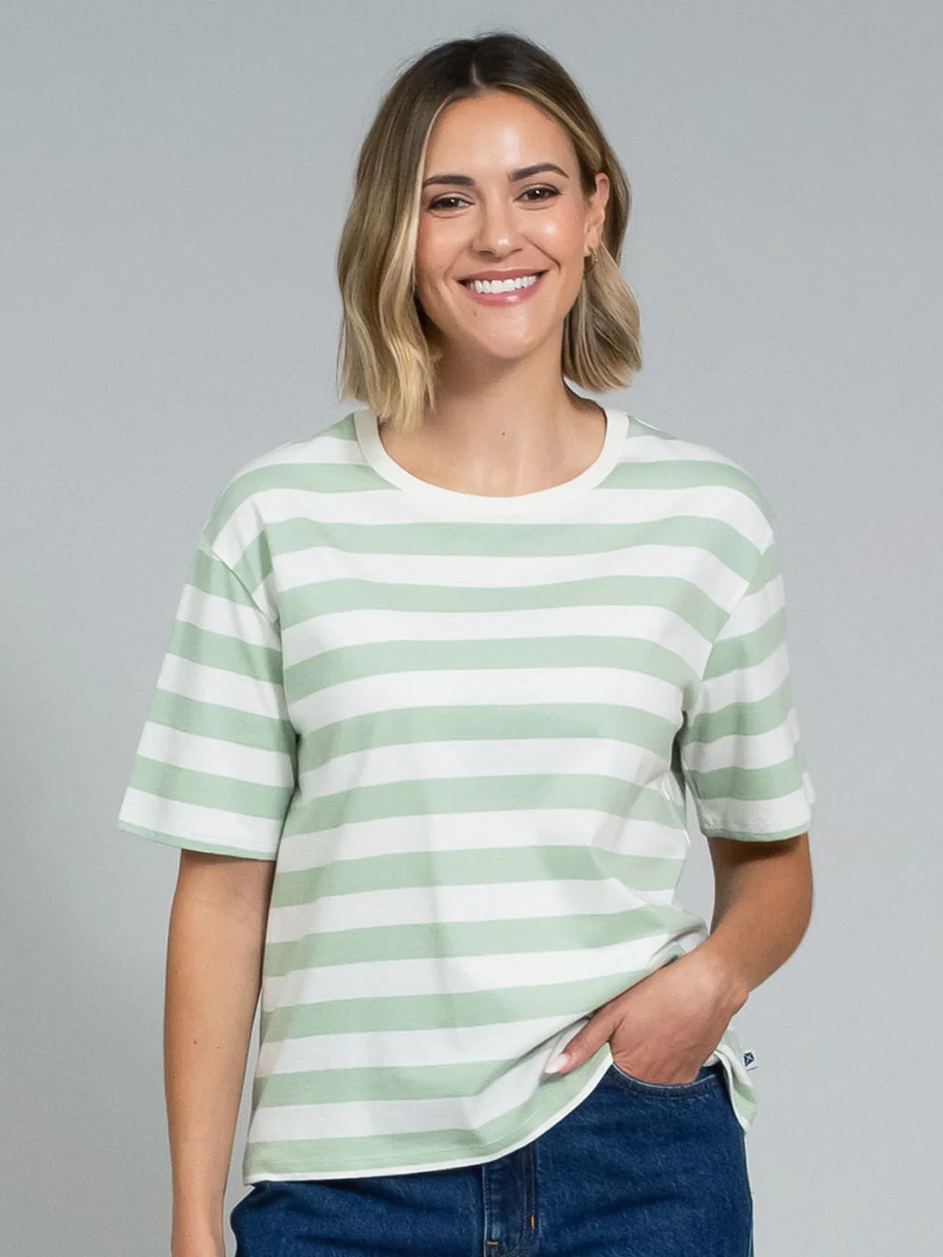 Oxbridge Jersey Shirt Sanfte Salbei Streifen