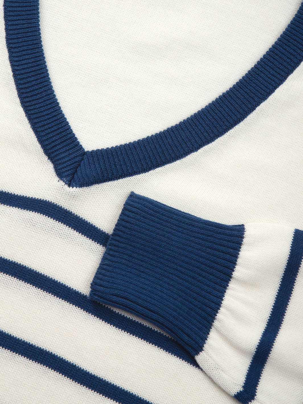 Winspit V-Kragen Strickpullover Navy Streifen - Image 5