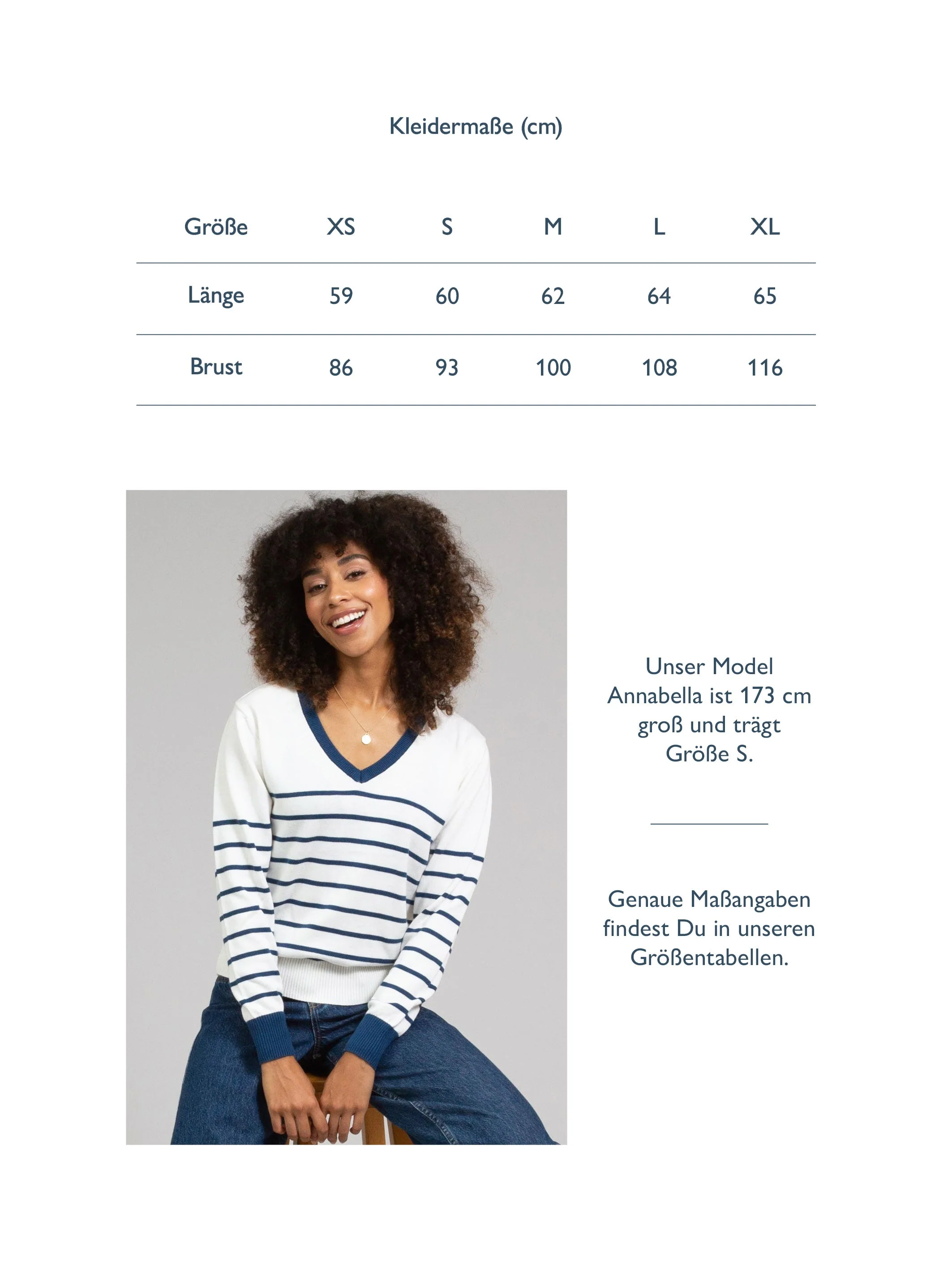 Winspit V-Kragen Strickpullover Navy Streifen - Image 6